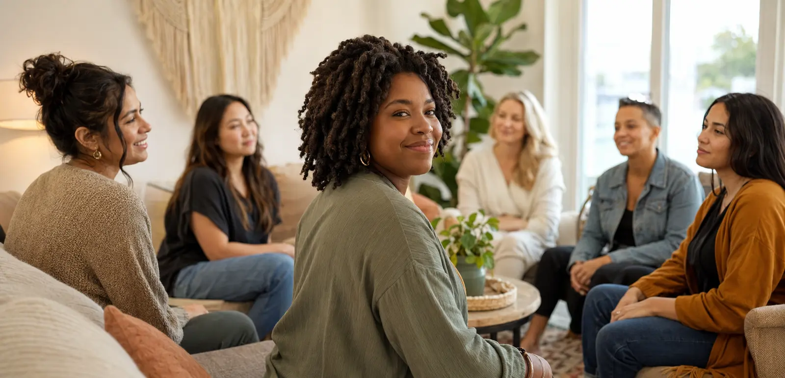 Multiracial adults in a warm recovery housing community setting.